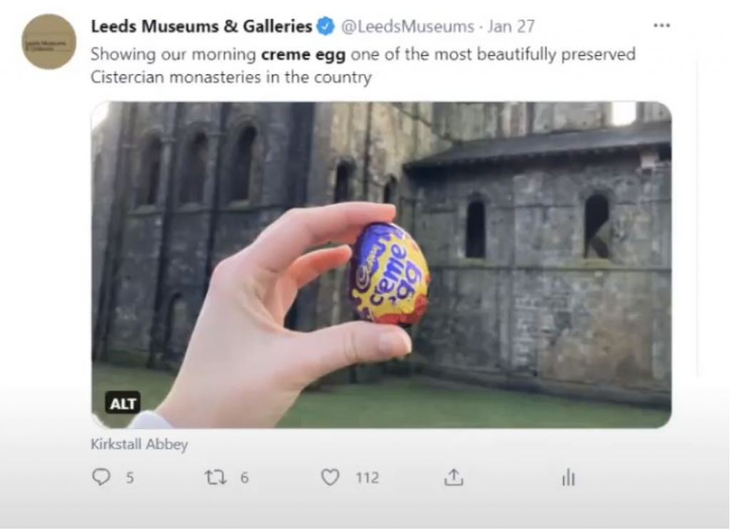 Leeds Museums and Galleries Twitter Post @LeedsMuseums. Jan 27 Creme Egg.